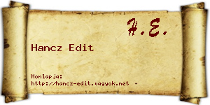 Hancz Edit névjegykártya